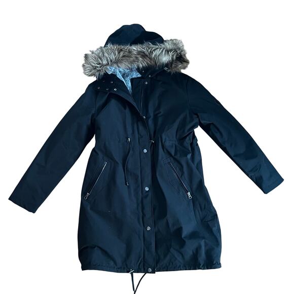 Seraphine 3 in 1 Black Lined Maternity & Baby wearing Parka Coat | S - Picture 4 of 9